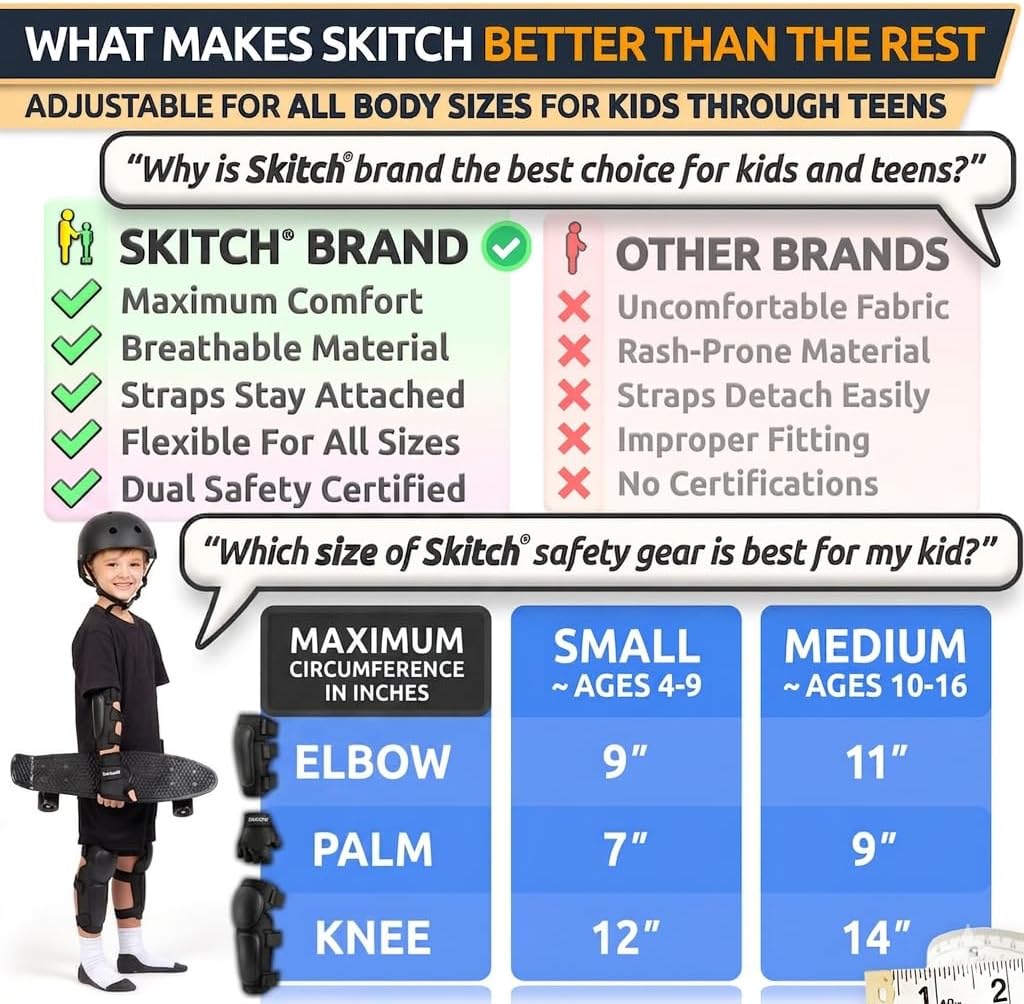 Skitch kids protective gear set with knee pads, elbow pads, wrist guards and bag - view 20