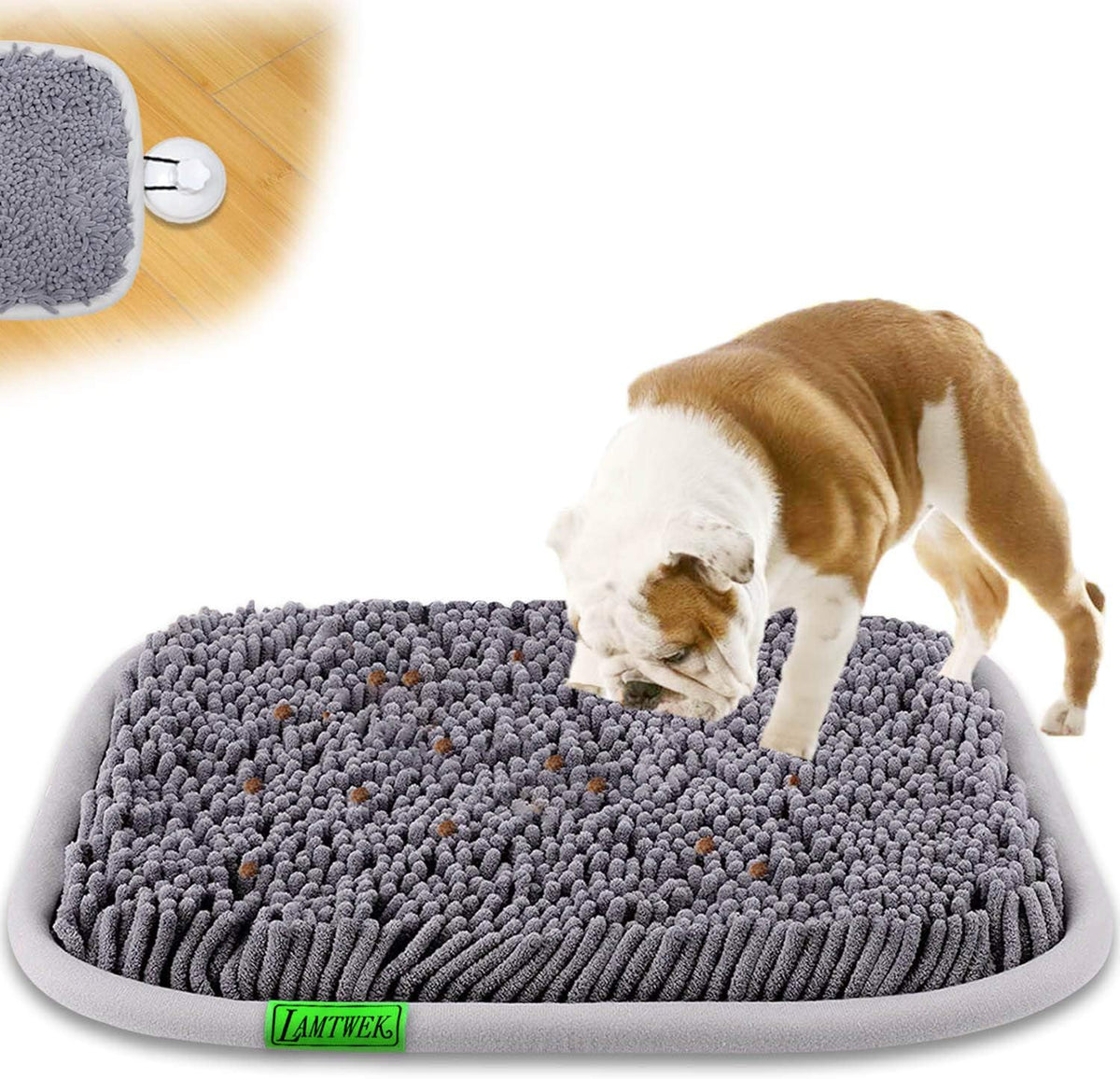 Snuffle Mat for Dogs, 17" x 21" Dog Snuffle Mat Interactive Feed Game for Boredom, Encourages - Grey