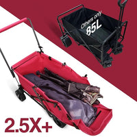 REDCAMP Folding Dog Wagon Cart with Extendable Rear End Heavy Duty, 220L Large Collapsible Utility Cart Dog Stroller with Tailgate for Sports Shopping Pet, Pink