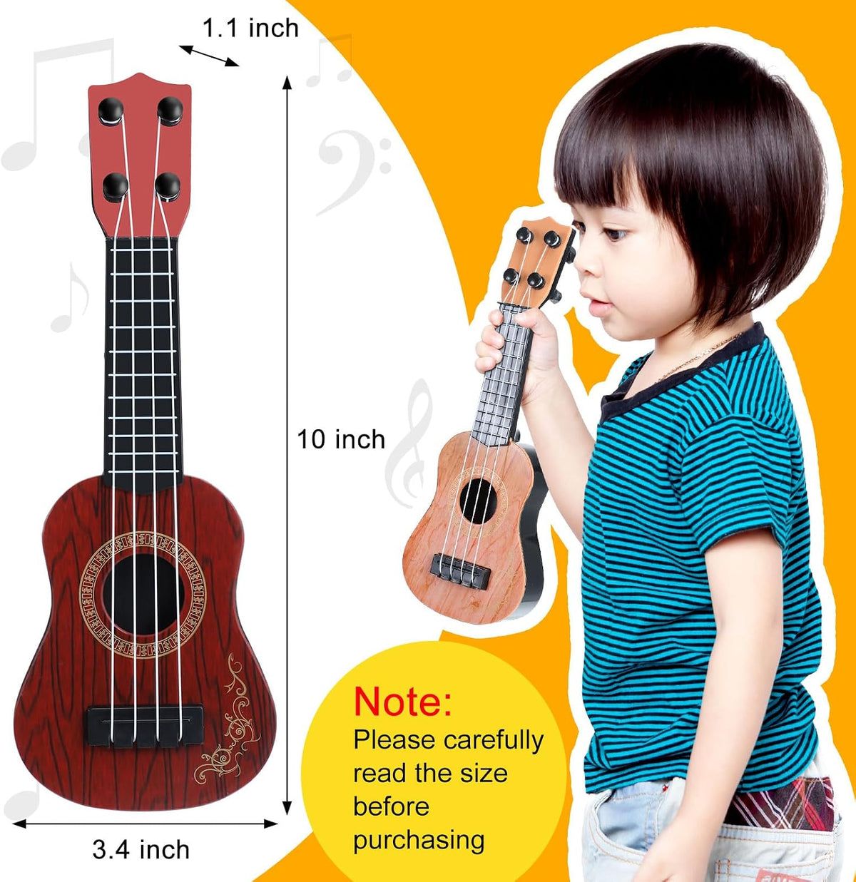 Lenwen 6 pack 10 inch mini toy guitars for kids with 4 nylon strings in three colors - view 7