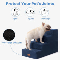 Dog Stairs for Small Dogs & Cats - Blue / 4-Step 18.5" H - image 2