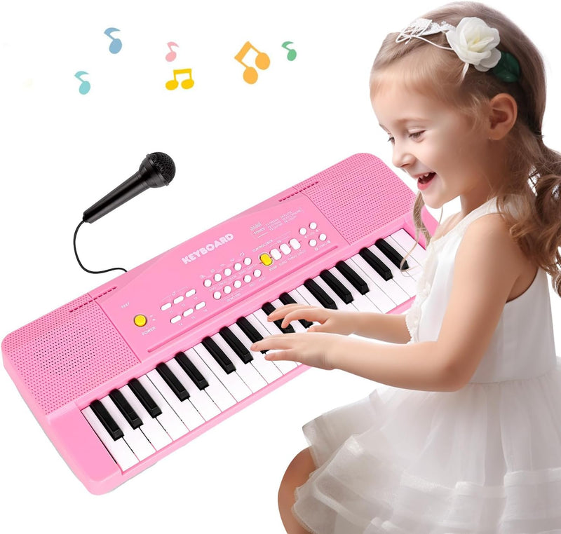 37 Keys Kid Toddler Toy Piano Keyboard Electric Pianos with Microphone – Fun for Kids & Family - Pink