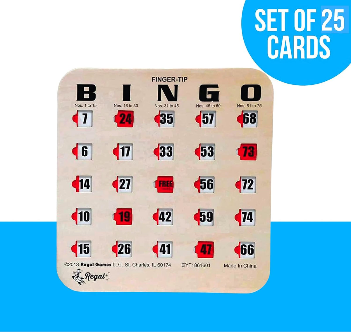Regal Bingo Bulk Bingo Cards with Sliding Windows - Woodgrain / 25 Cards - image 3