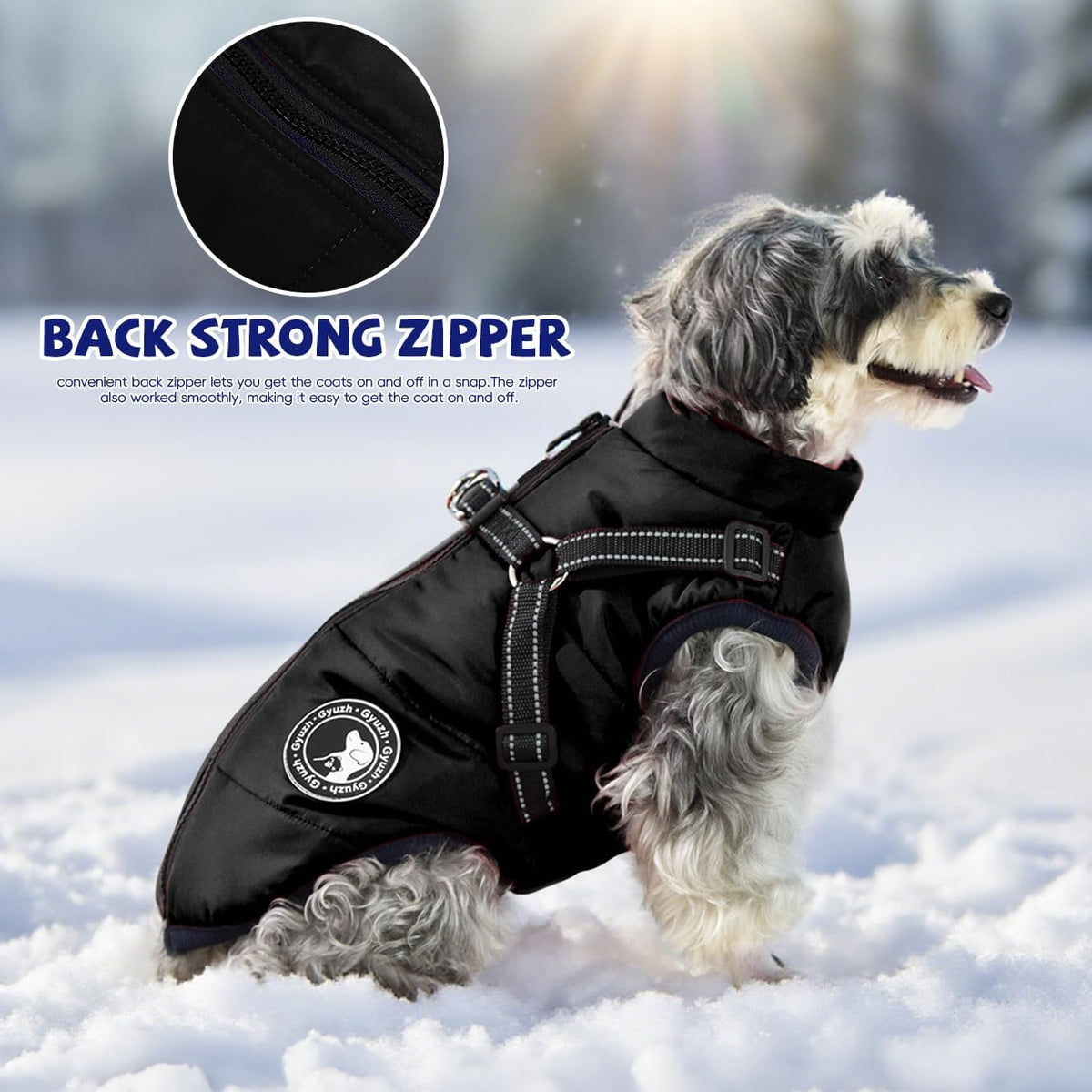 Gyuzh Dog Coat with Harness Puppy Coats Small Dog Harness Jacket - XXXXX-Large / black - image 4
