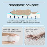 Bedsure Cooling Dog Bed for Crate - Large Orthopedic Flat Puppy Beds with Removable Washable Cover, Egg Crate Foam Pet Mat, Suitable for Pet Up to 50 lbs