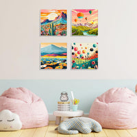 MISCER paint by numbers 4-pack with framed 8x8 inch landscape canvases, acrylic paints and brushes - view 32
