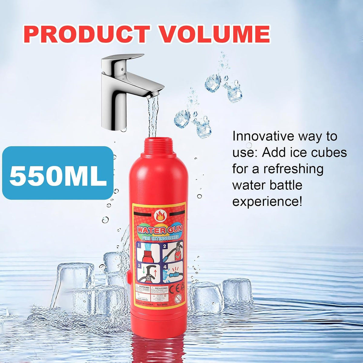 Water Gun for Kids, 2 Pack Fire Extinguisher Water Squirt Toys, 550CC Super Range Summer Gift - image 3