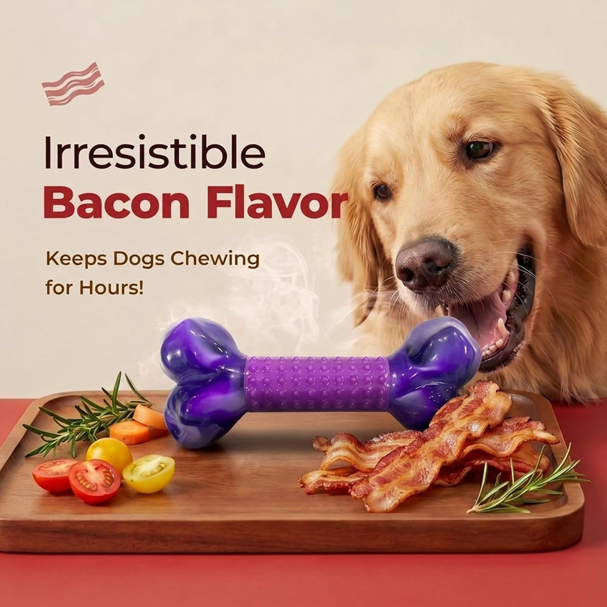 Tough Dog Toys for Aggressive Chewers: Beef Flavored Long Lasting Dog - 1 PC-Bacon-Purple - image 4