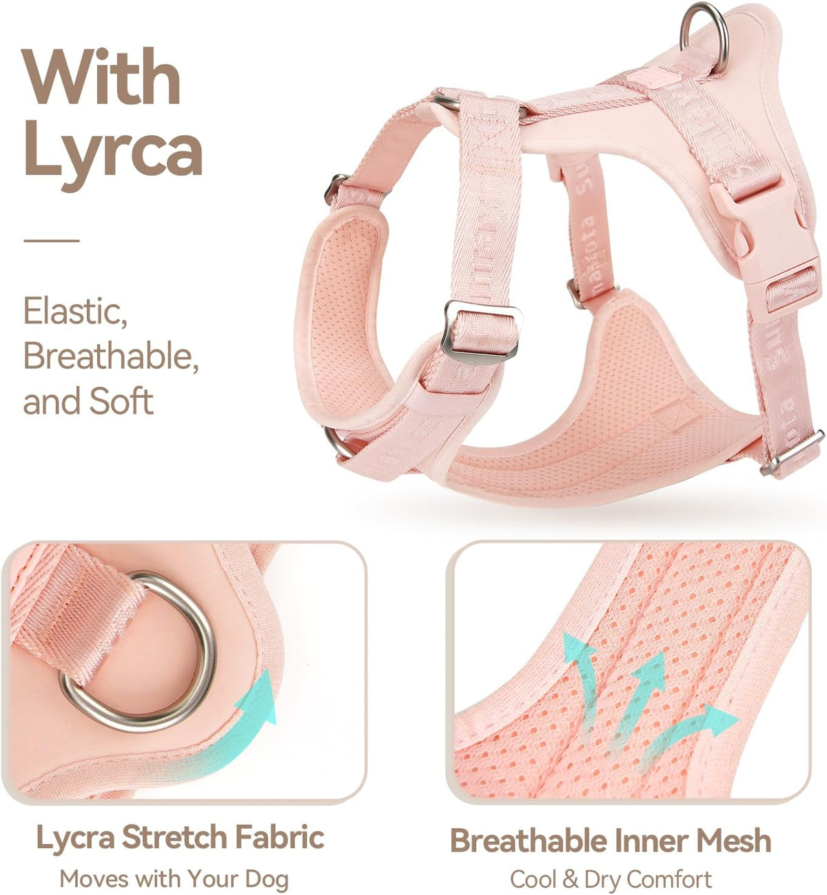 Sunraymascota Dog Harness - M (Neck: 16-26", Chest: 21-31") / Light Pink - image 3