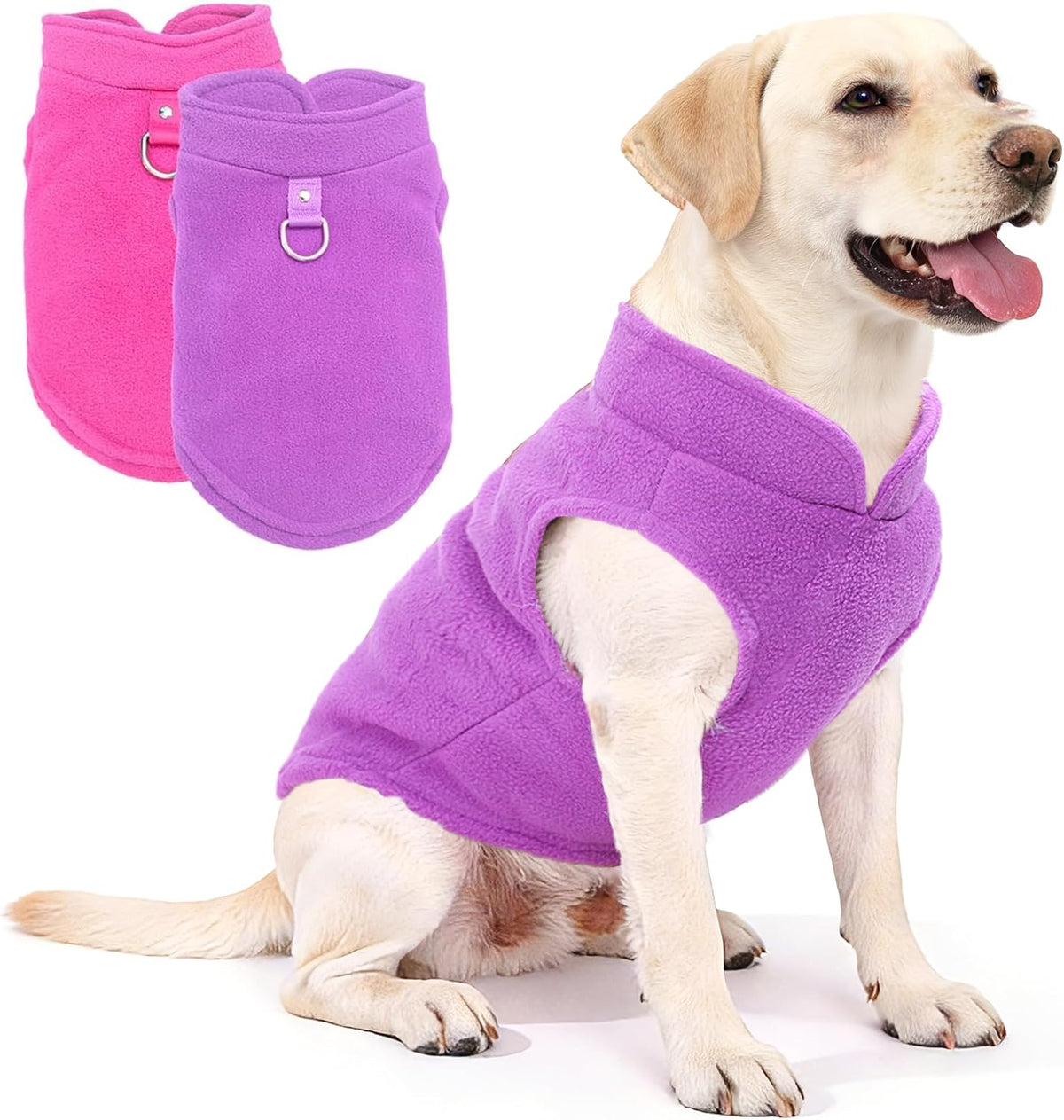 2 Pieces Fleece Dog Sweater Vest Winter Warm Dog Clothes for Small - rose,purple / XX-Large(27-36lbs)