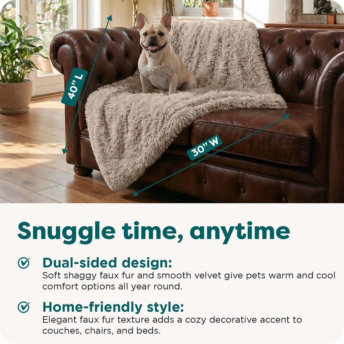 Furhaven Waterproof Throw Blanket for Dogs & Indoor Cats - Taupe / Medium - image 4