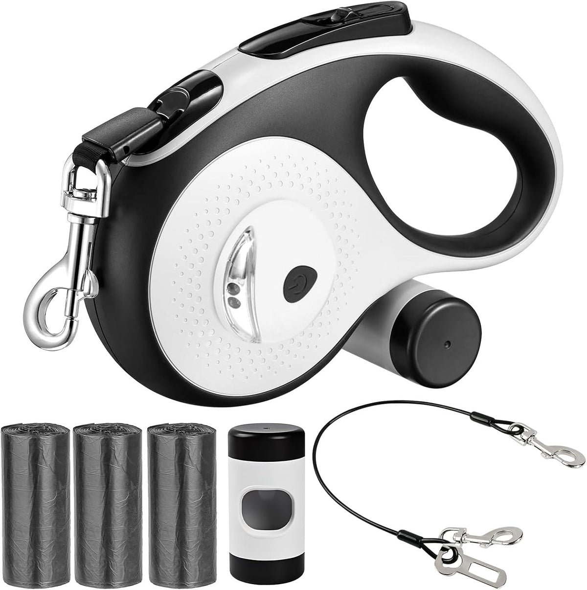 26Ft Retractable Dog Leash, for Dog Up to 110lbs - 26 ft / White