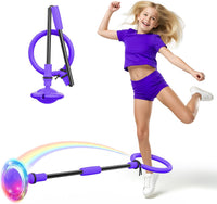 Aidabli purple ankle skip ball for kids with a light up flash wheel and padded ankle loop