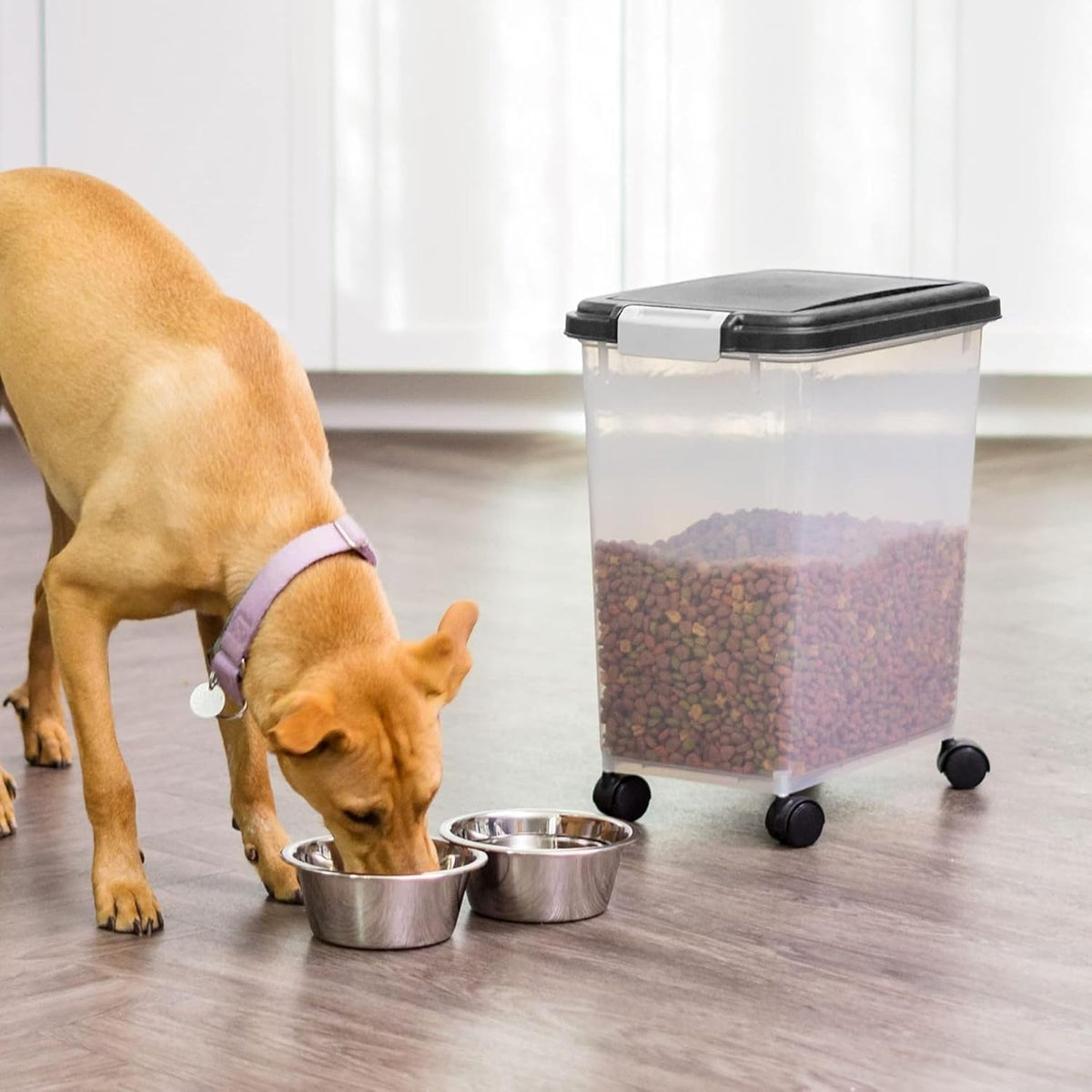 IRIS USA Airtight Pet Food Storage Rolling Container - 30 lbs / Black - image 2