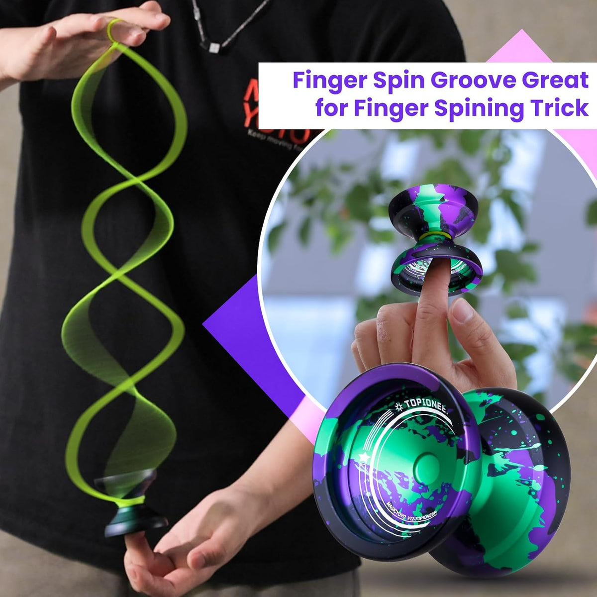 MAGICYOYO V12 Finger Spin Yoyo - Blue Green Purple - image 3