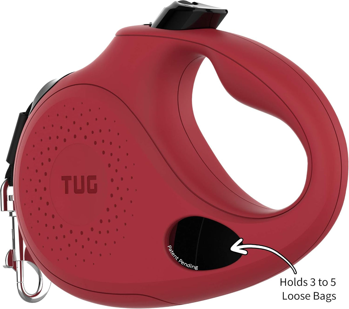 TUG Oval 360° Tangle-Free Retractable Dog Leash with Integrated Waste - Red / Medium - image 2