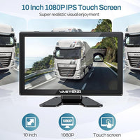 Truck Camera System Kit, Backup Camera with 10” Touch Monitor & 4 Cameras, 1080P IR Night Vision Rear View Camera for Bus, Semi-Truck, Trailer, RV, Camper, Included 64GB Card