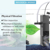 FEDOUR Submersible Aquarium Internal Filter, Filter with Water Pump for Fish Tank up to 35 Gallon (Sponge 4pcs for 8W)