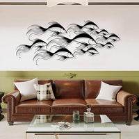 School of Fish Metal Wall Art, Metal Fish Wall Decor, Sea Life Wall Art, Large Nautical Wall Hanging, Modern Beach House Wall Decor, Ocean Themed Artwork for Bathroom (White, 30"x12" | 76x32cm)