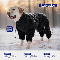 Full Body Dog Coat,Warm Dog Fleece Jackets with Harness Built in Windproof Dogs Snowsuit Zip up Pet - Black / XXX-Large - image 2