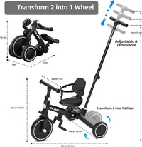 Glaf white toddler tricycle with parent push handle - view 10