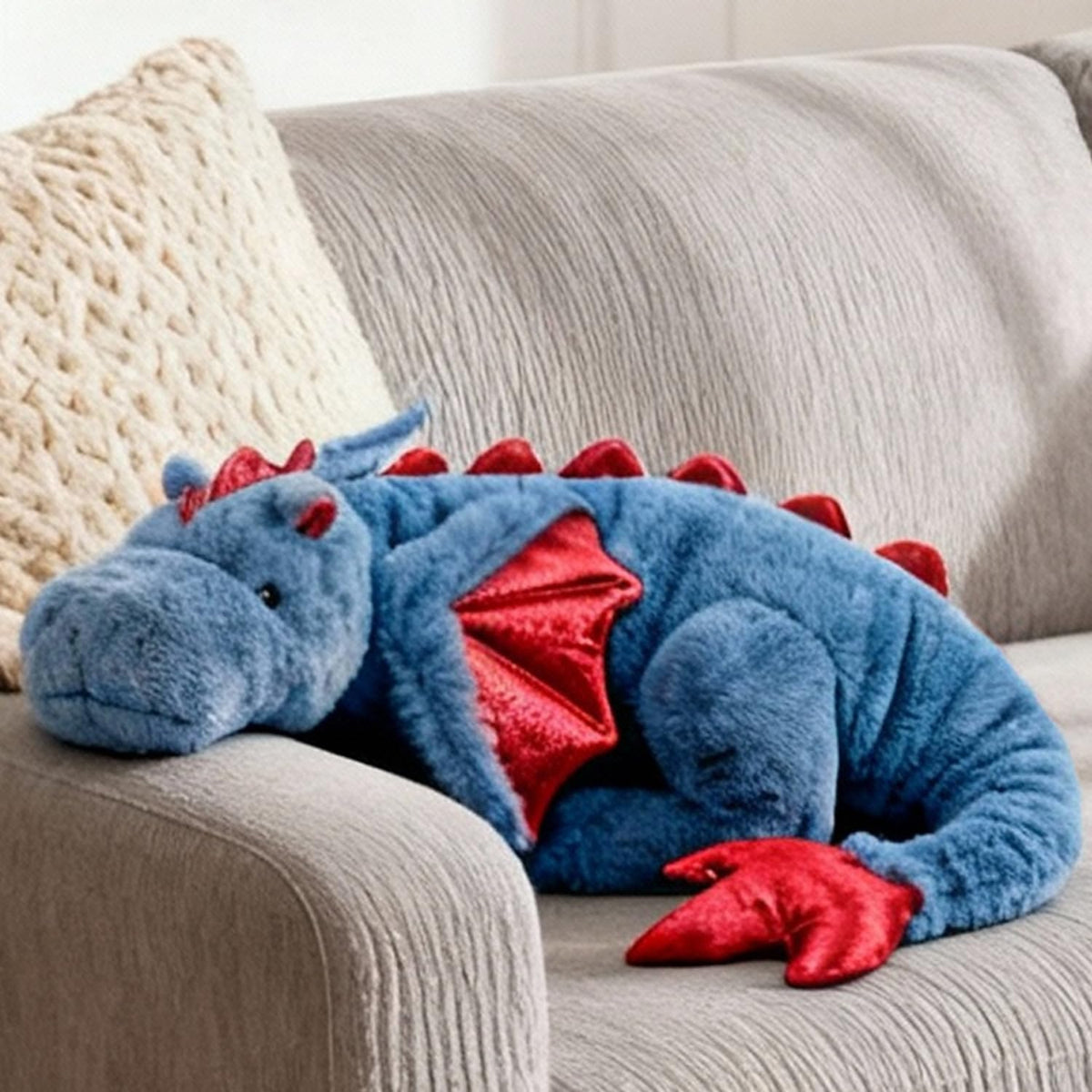 ARELUX Large 36in Cute Dragon Stuffed Animals Plush Toy Soft Matcha - Blue / 36inch - image 3