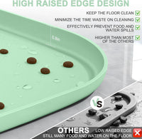 SMILOOL Waterproof Silicone Pet Food Mat with Raised Edge for Dog - Mint Green / 22"L x 14"W - image 3
