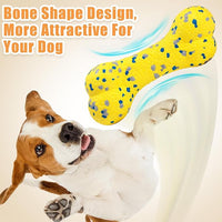 7.28" Indestructible Large Bone Balls for Aggressive Chewers Durable Stick Bouncy Interactive Chew Toy for Dogs Fetch Game Lightweight Floating Outdoor Training, Yellow