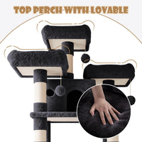 SHA CERLIN 68 Inches Multi-Level Large Cat Tree for Large Kitties/Big - 81in / Dark Grey - image 4
