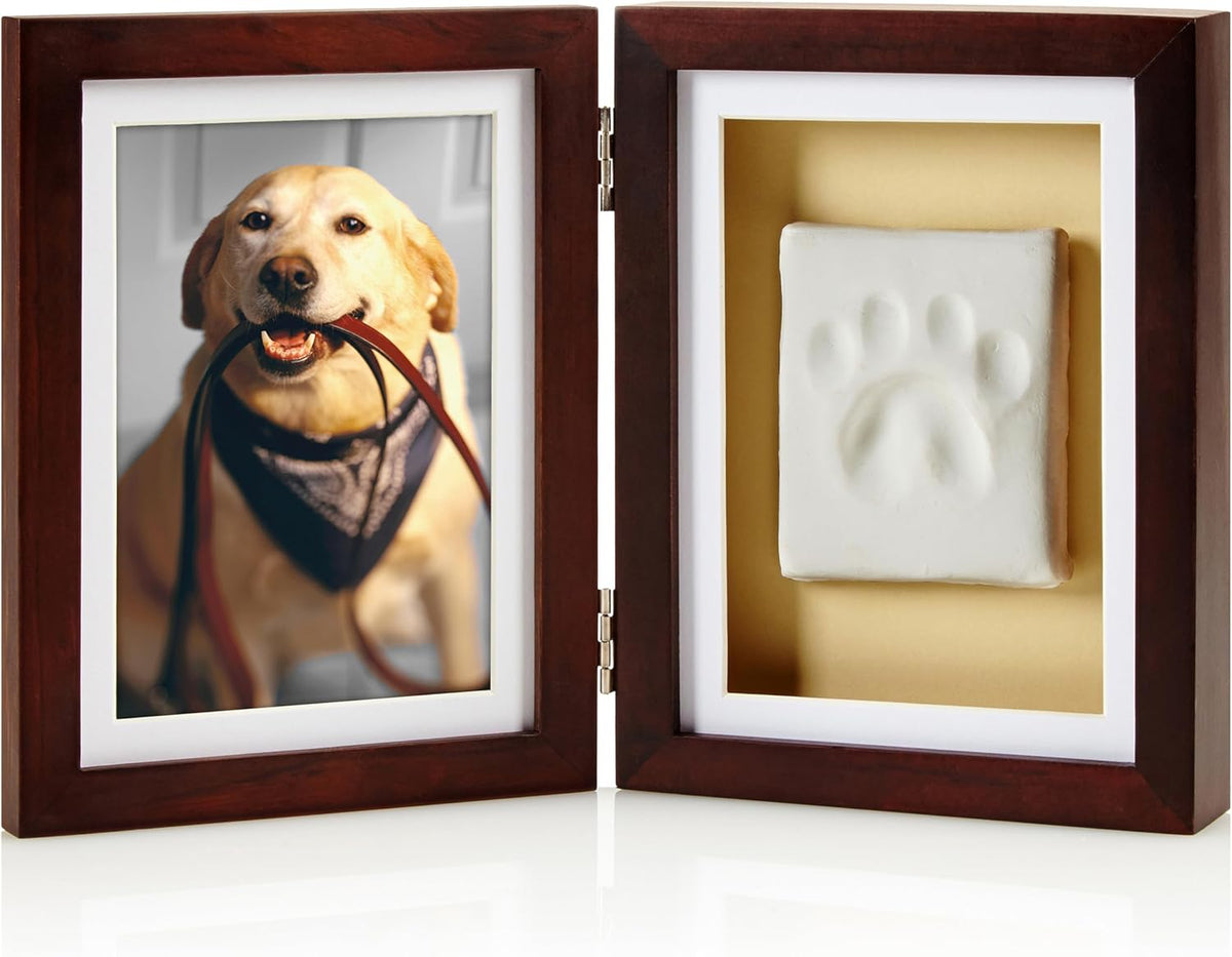 Pearhead Pet Paw Print Frame with Clay Impression Kit - Espresso Clay Print Table Top Frame