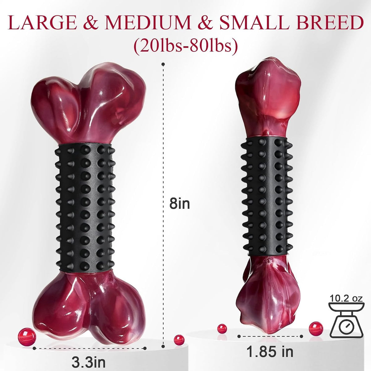 Tough Dog Toys for Aggressive Chewers: Beef Flavored Long Lasting Dog - 2 PC-Bacon-Black - image 4