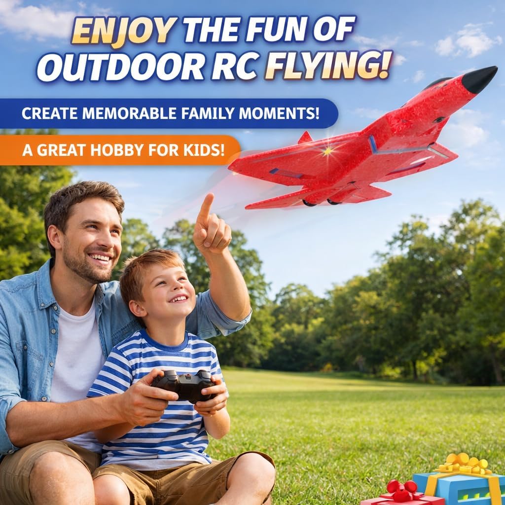 ANTSIR F-22 RC Airplane, 2.4GHz Easy to Fly Foam RC Plane - Red F22-3 Batteries - image 4