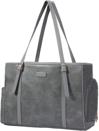 Fashion Dog Purse Pet Carrier Leather Bag for Small Dogs Cats Puppy - Grey