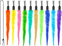 10PCS Cat Worm Toy for Cats, Cat Wand Toy Accessories, Cat Feather Toy Attachments Replacements, and 1PC Black String for Cat Fishing Pole Toy, Assorted Worm Cat Toy Teaser for Indoor Cats Kitten