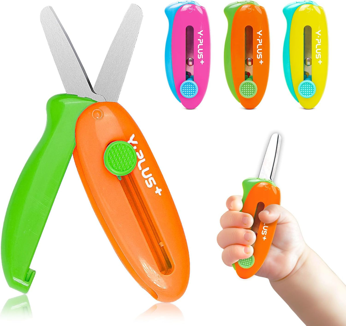 Safety Scissors for Kids, 3Pcs Retractable Toddler Scissors for Preschool – Fun for Kids & Family - Assorted