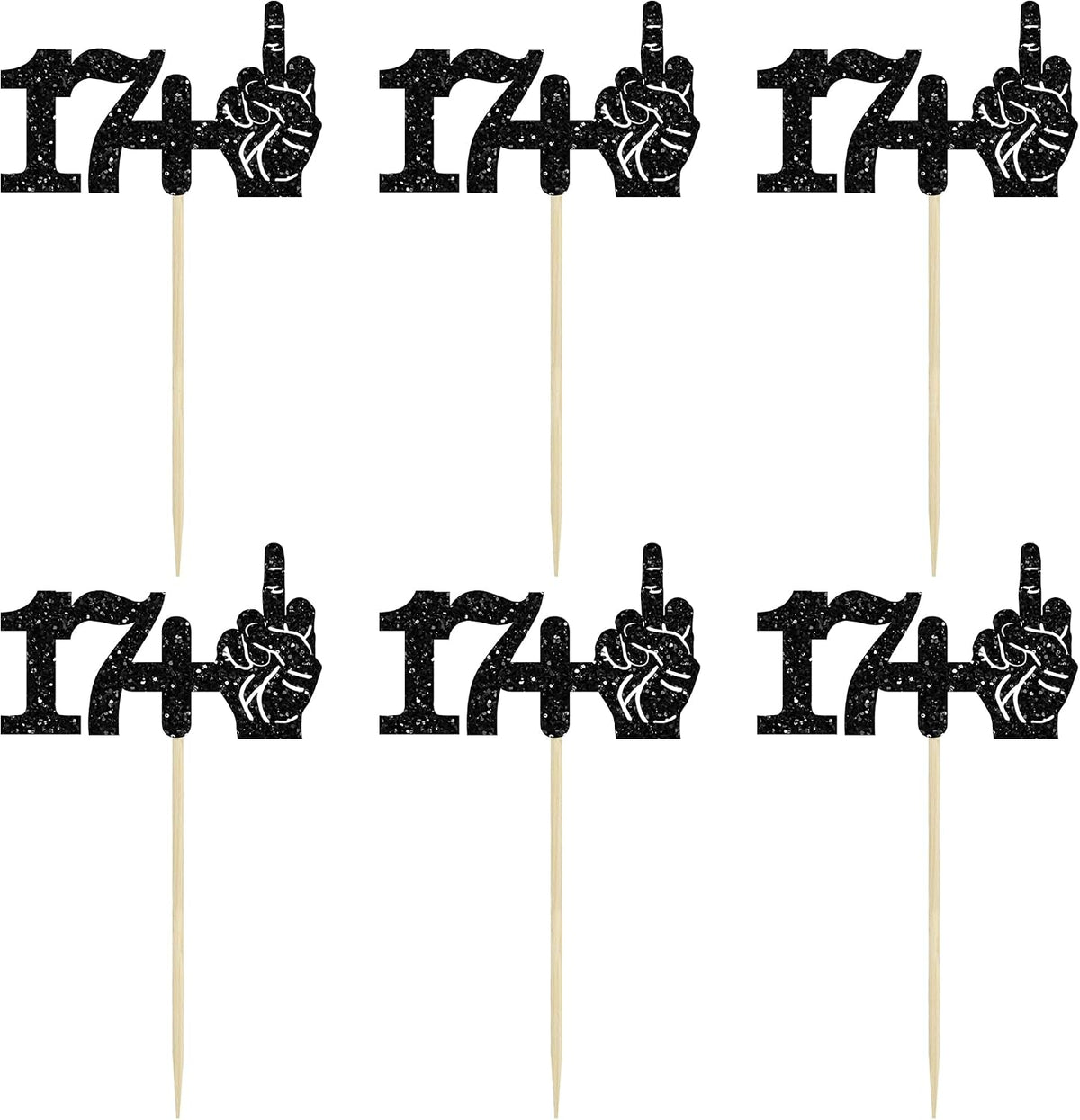 Ephlyn 1Pc 49+1 Black Glitter Cake Topper 50th Birthday Party Cake - 18th-24Pcs / Black - image 3