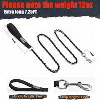Chain Dog Leash, Bite-Proof Metal Leash - Black / 7.25FT(5-30lb) - image 2