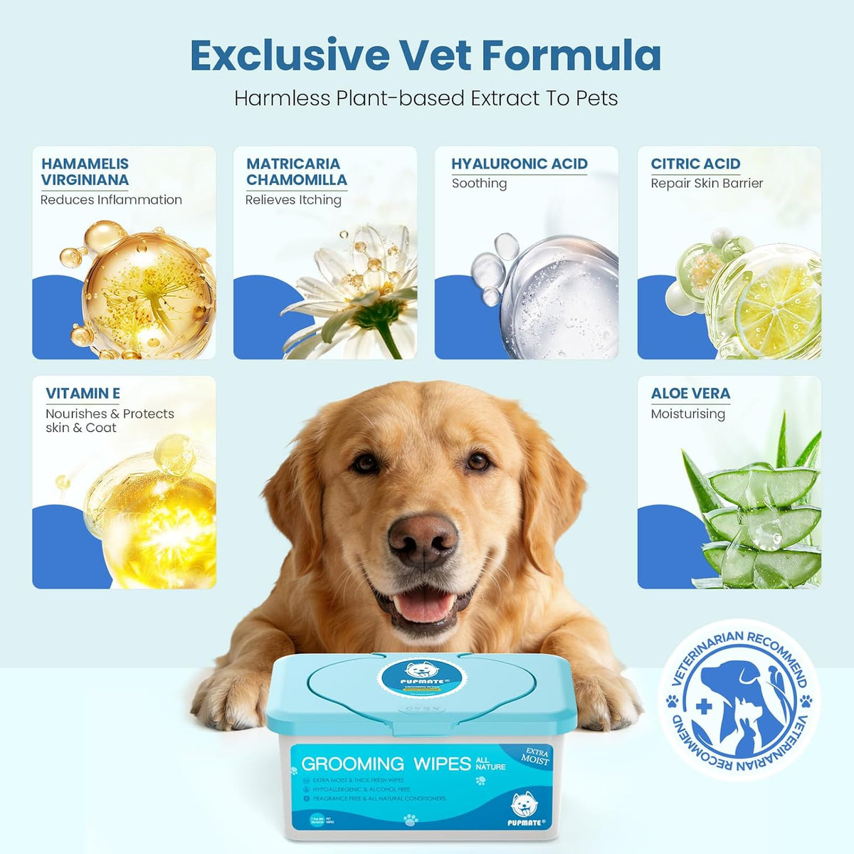 Pet Wipes for Dogs & Cats - Natural / 1 Box-100 Count - image 2