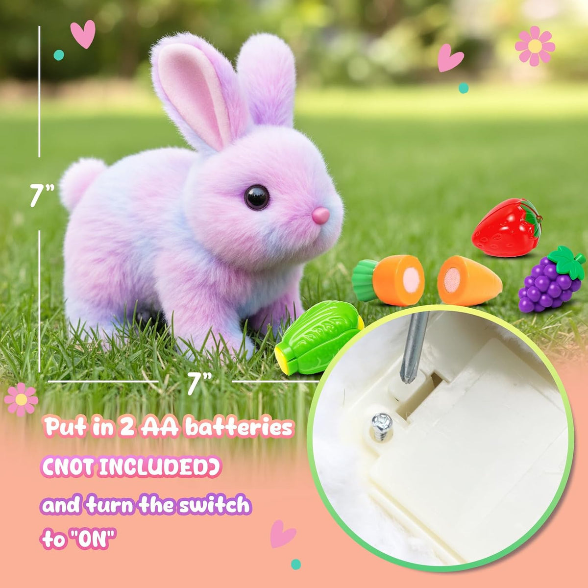 Easfan Walking Dog Toy for Kids Barking Interactive Puppy Stuffed - Bunny_Rainbow_Carrot - image 3