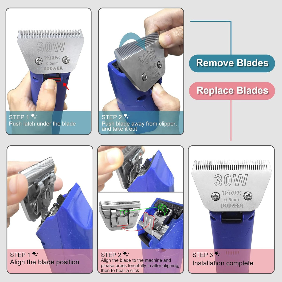 10# Dog Grooming Ceramic Blades, Compatible with Andis, Oster A5 - 15w-1.2mm / Silver - image 4