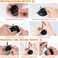 Cat Feather Toys, 10PCS Toys with Super Suction Cup, 2PCS Detachable Wand & 6PCS Replacement Teaser Refills, Interactive Indoor Cat Play