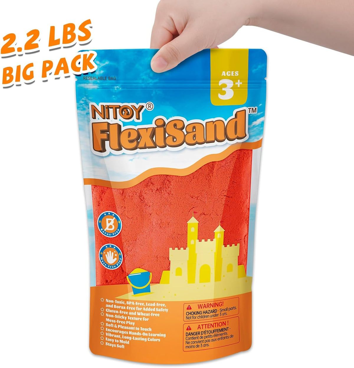 NiToy FlexiSand Toy Sand 2.2Lbs Moldable Sensory Sand for Kids - Red - image 4