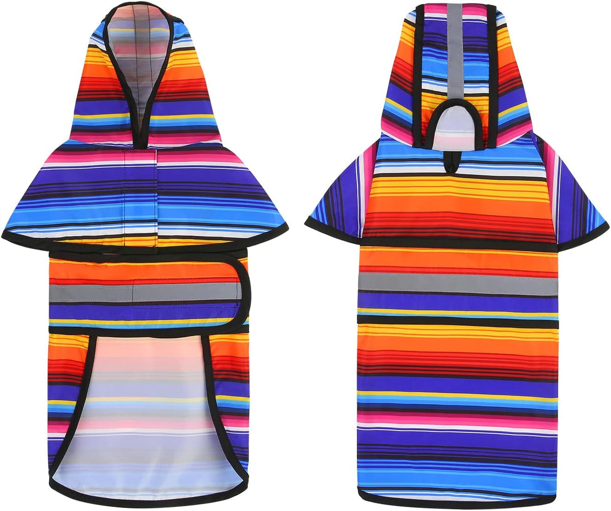 HDE Dog Raincoat with Hood & Leash Hole S-XL Dog Rain Jacket Ducks L – Essentials for Dogs - Large / Baja Stripes - image 3