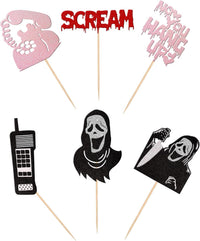Zhuoweism Halloween horror Happy Birthday glitter cake topper on bamboo stick - view 19
