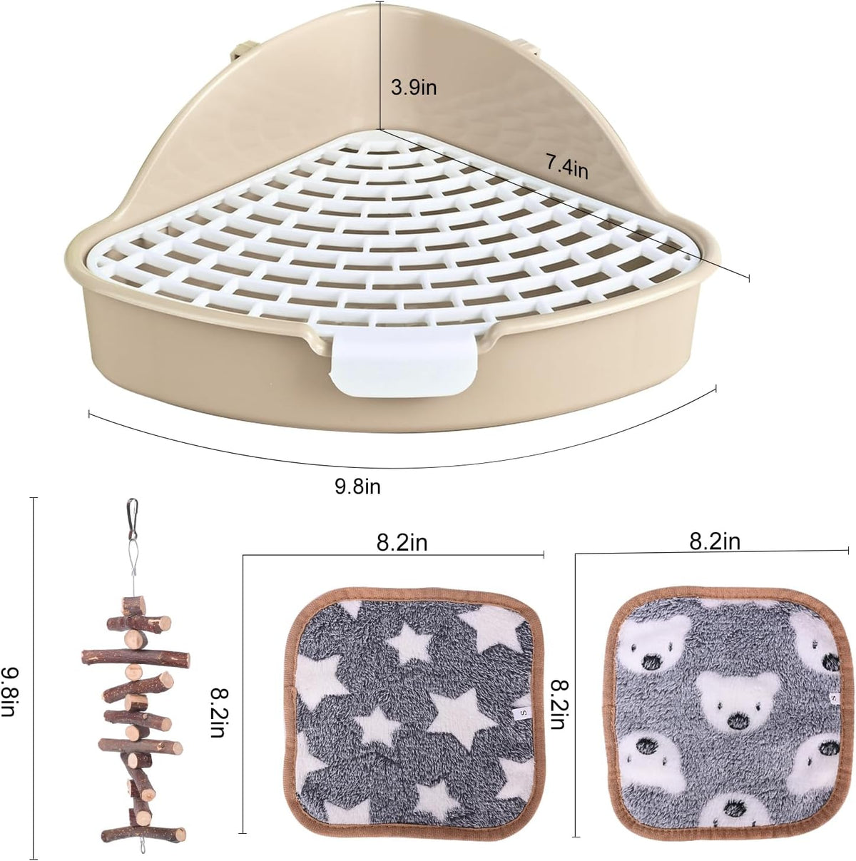 RUBYHOME Triangle Potty Trainer Corner Litter Bedding Box Pet Pan - White - image 2