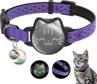 AirTag Cat Collar, Reflective Breakaway Collar - Regal Purple / Small(9-13inch)