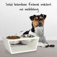 Elevated Dog Bowl Stand - 7" Raised Pet Feeder for Medium Dogs with Four Stainless Steel Bowls. - White - image 2