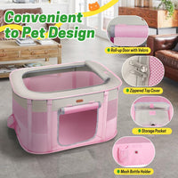 Foldable Pet Playpen, Cat & Puppy Playpen - Pink / 1 / X-Large(45''×34''×26'') - image 4