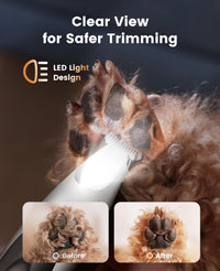 oneisall Low-Noise Dog Paw Trimmer with LED Light – Essentials for Dogs - White - image 3