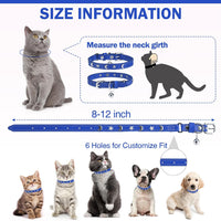 Leather Cat Collar, Breakaway Kitten Collars with Bell, Black – Essentials for Small Pets - Blue_Star & Moon / 8"-12" Cats / Mini Dogs(Pack of 1) - image 4